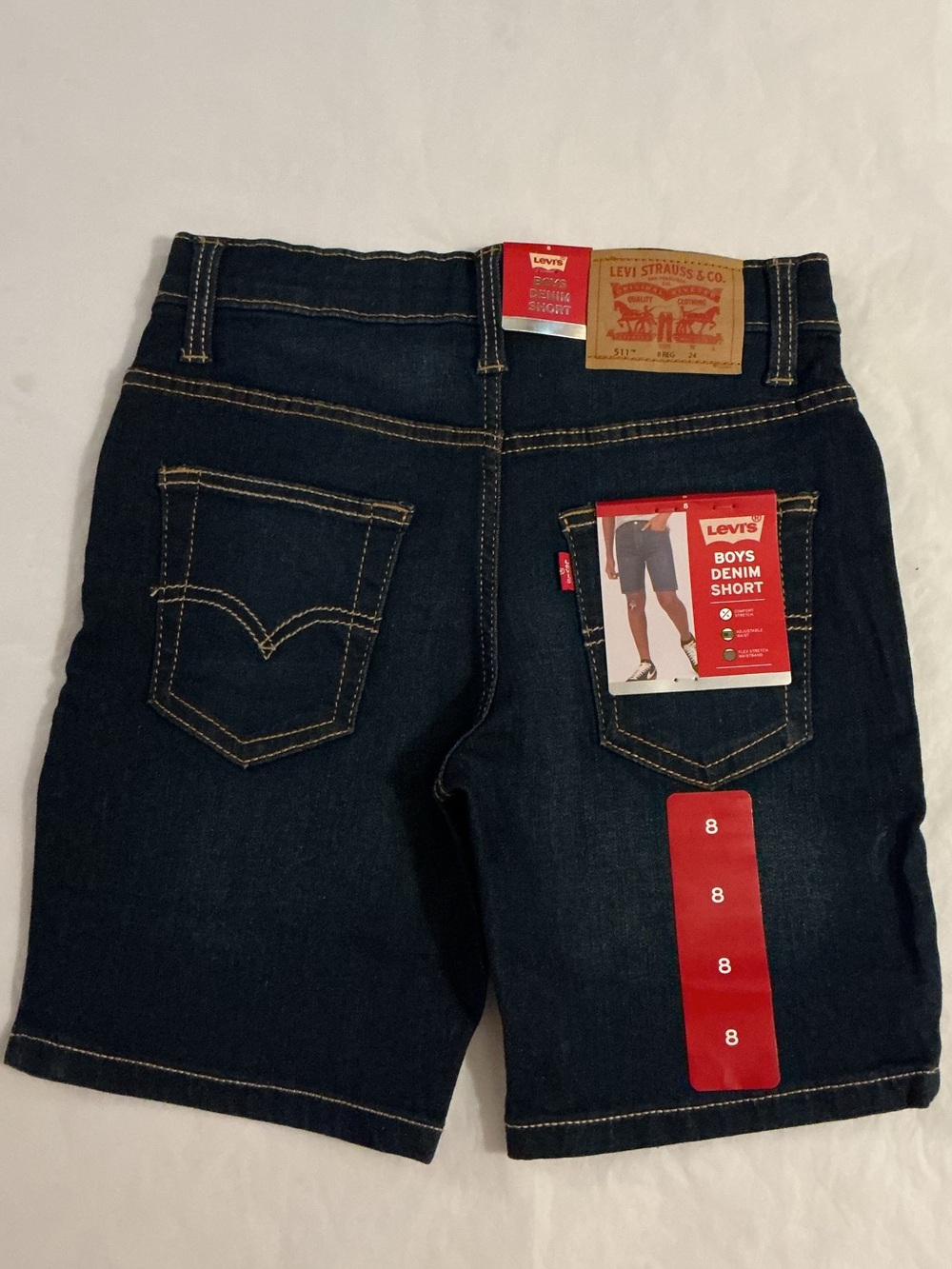 NWT Levi’s 511 denim jean shorts youth boy’s 8 adjustable